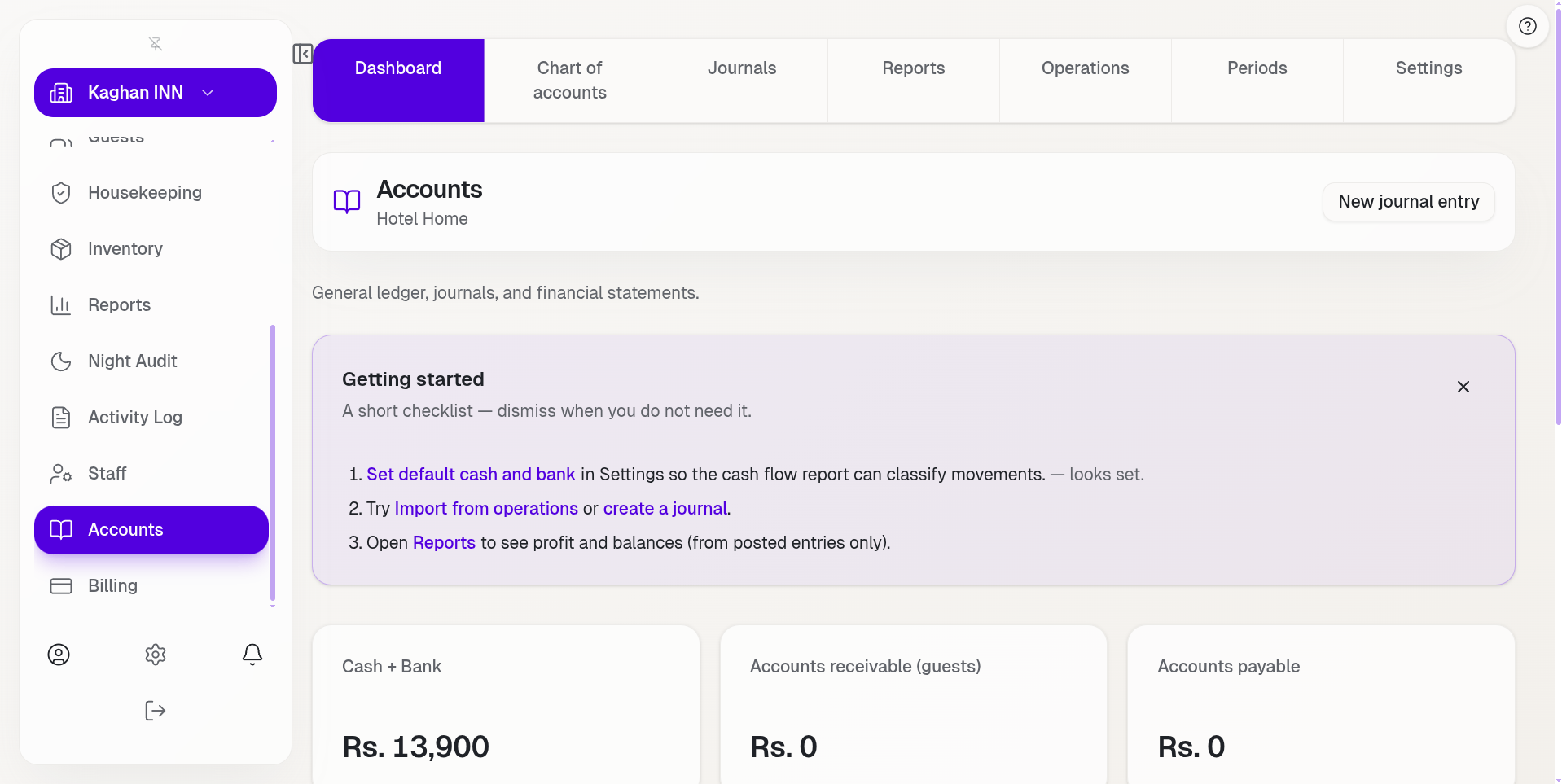 Accounts — Hostanova Core product screenshot