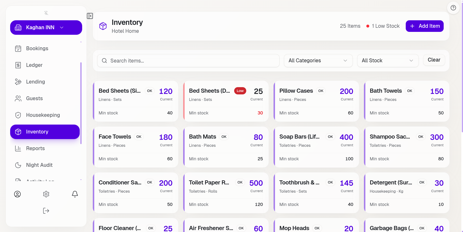 Inventory — Hostanova Core product screenshot